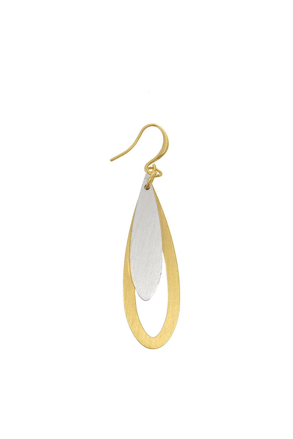 Mixed Metal Layered Teardrop Fishhook Earrings