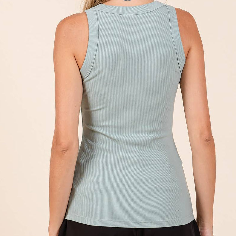 Rib Knit Round Neck Tank