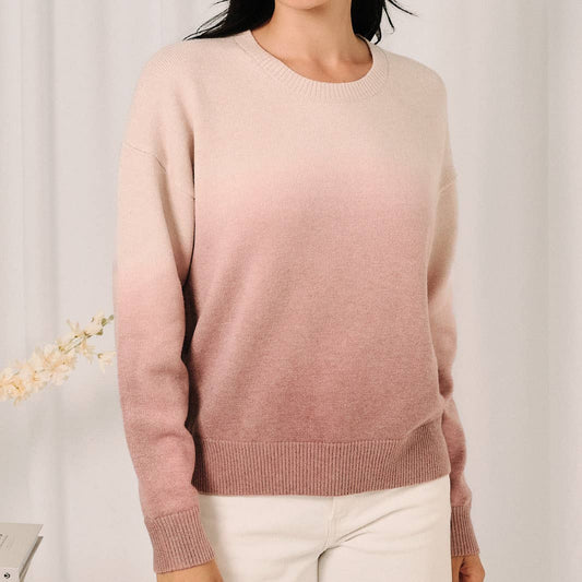 Ombre Gradient Long Sleeve Knit Sweater