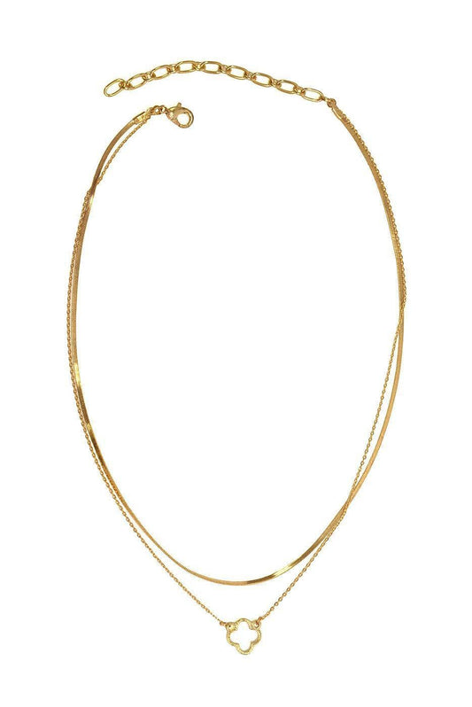 15+ Quatrefoil Pendant 2 Row Necklace