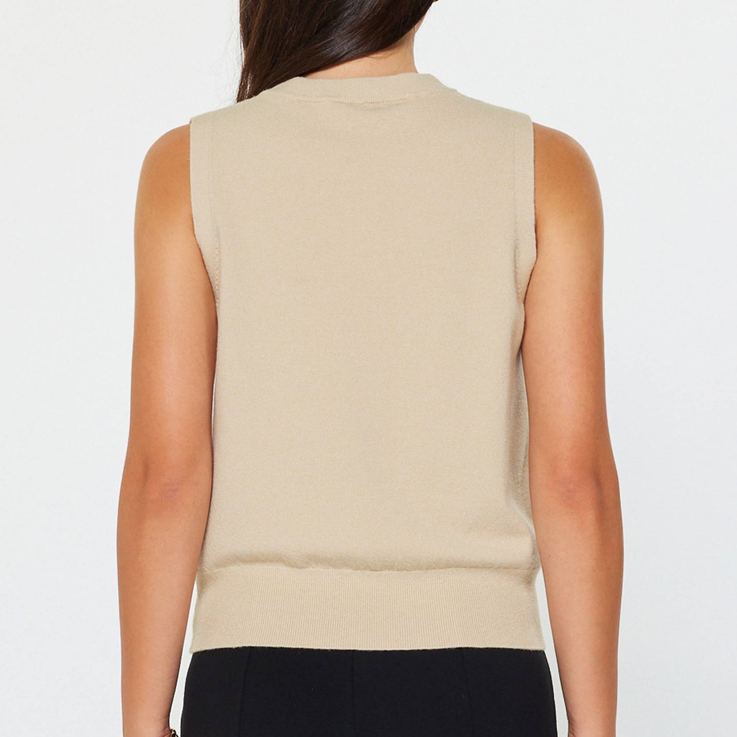 Light Taupe Sleeveless Henley Knit Tank