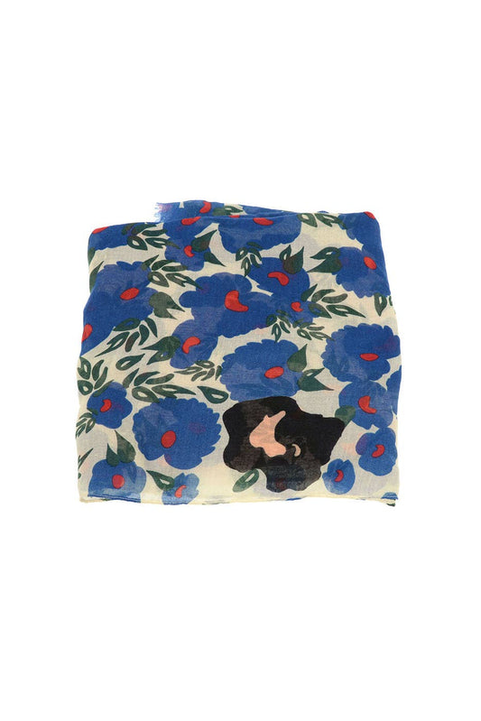 Flower Pop Scarf: E3087-05 Red & Teal