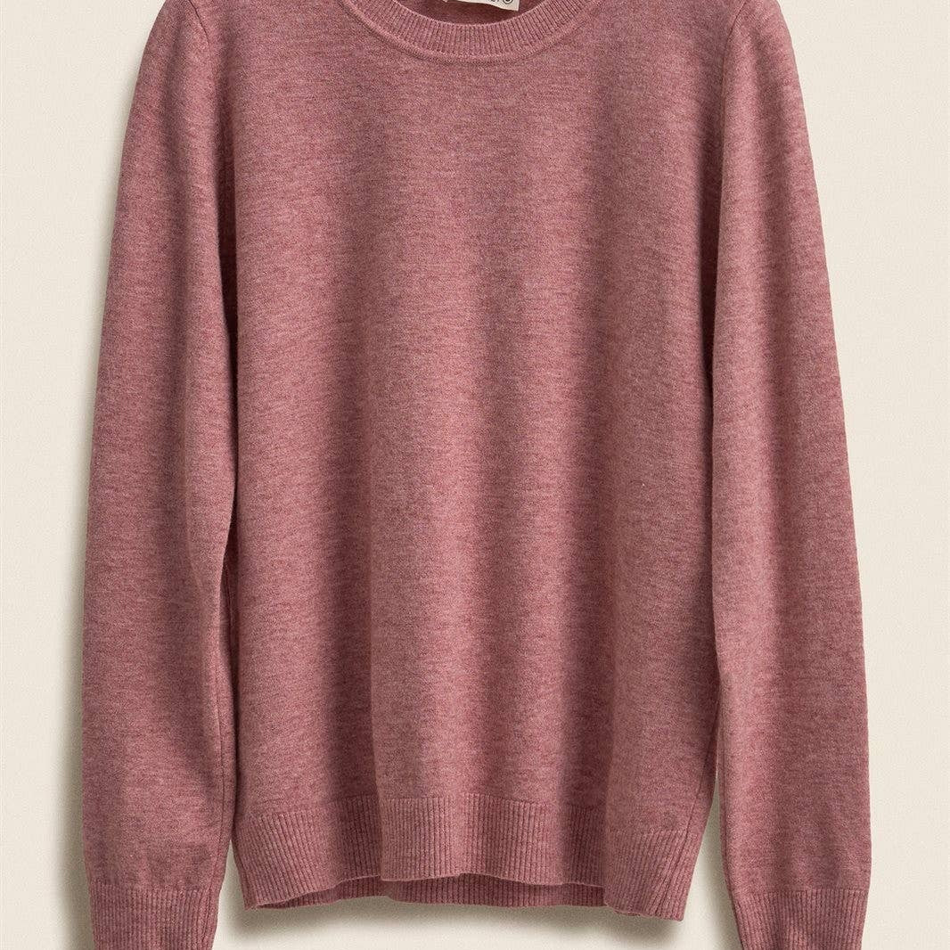 Soft Viscose Blend Crewneck Knit Pullover