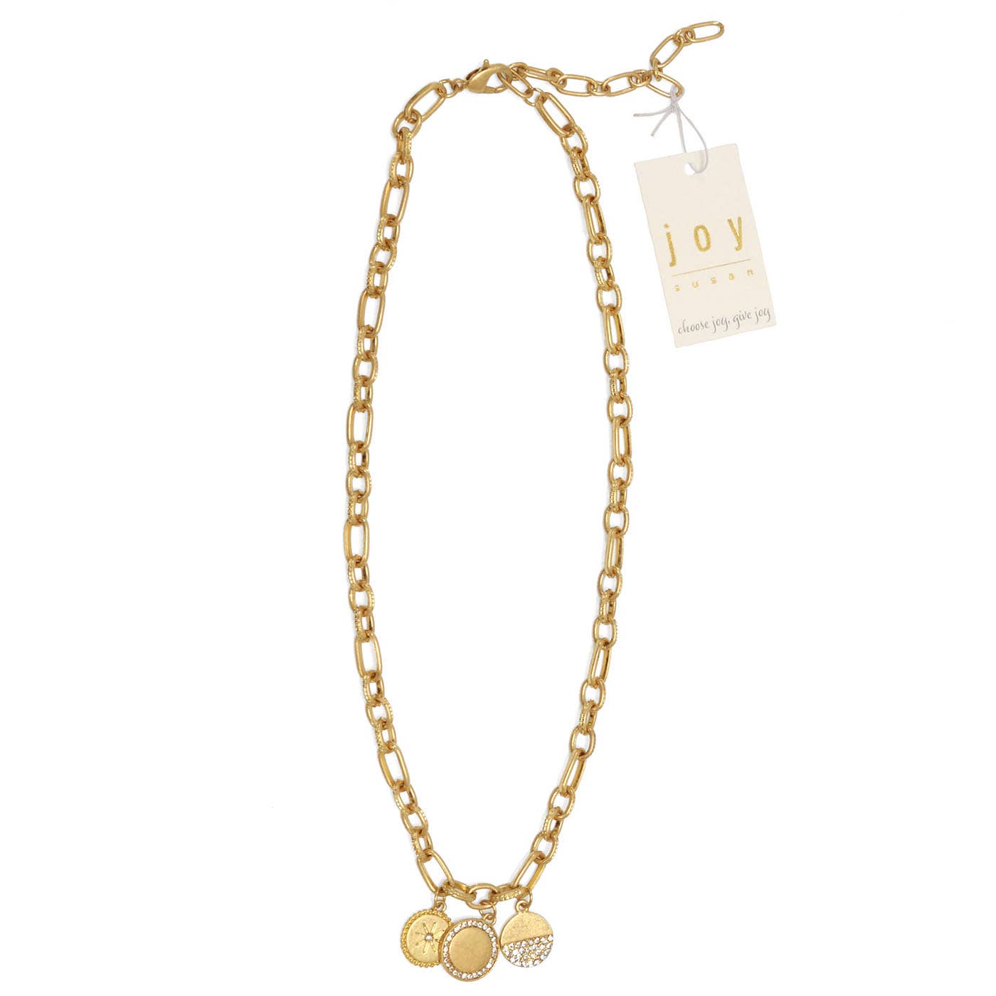 16.5+ Gold Chain 3 Charm Necklace