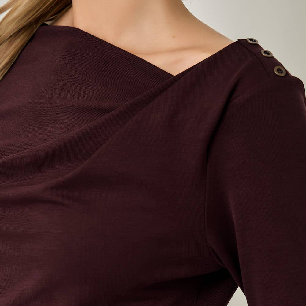 Asymmetrical Draped Ribbed Top