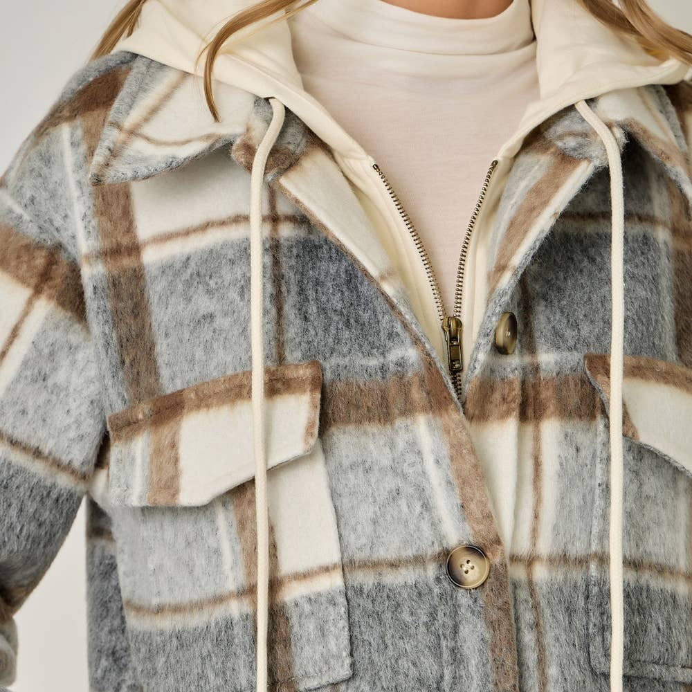 Twofer Hoodie Plaid Jacket