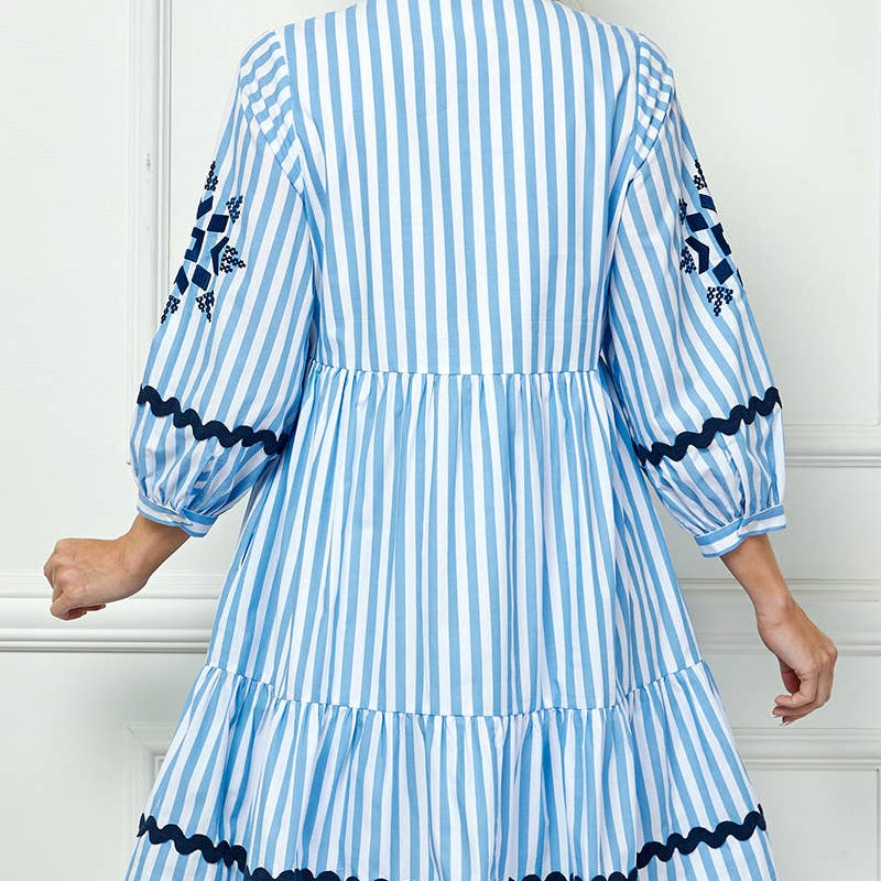 Striped Embroidered Dress