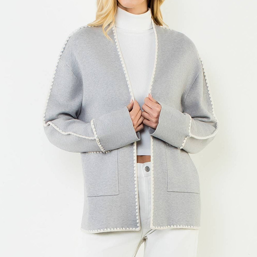 Embroidered Cardigan With Pockets