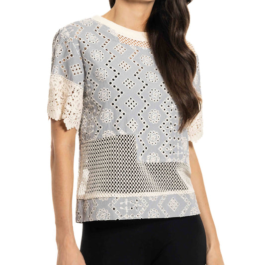 Crochet and Eyelet Detail Top