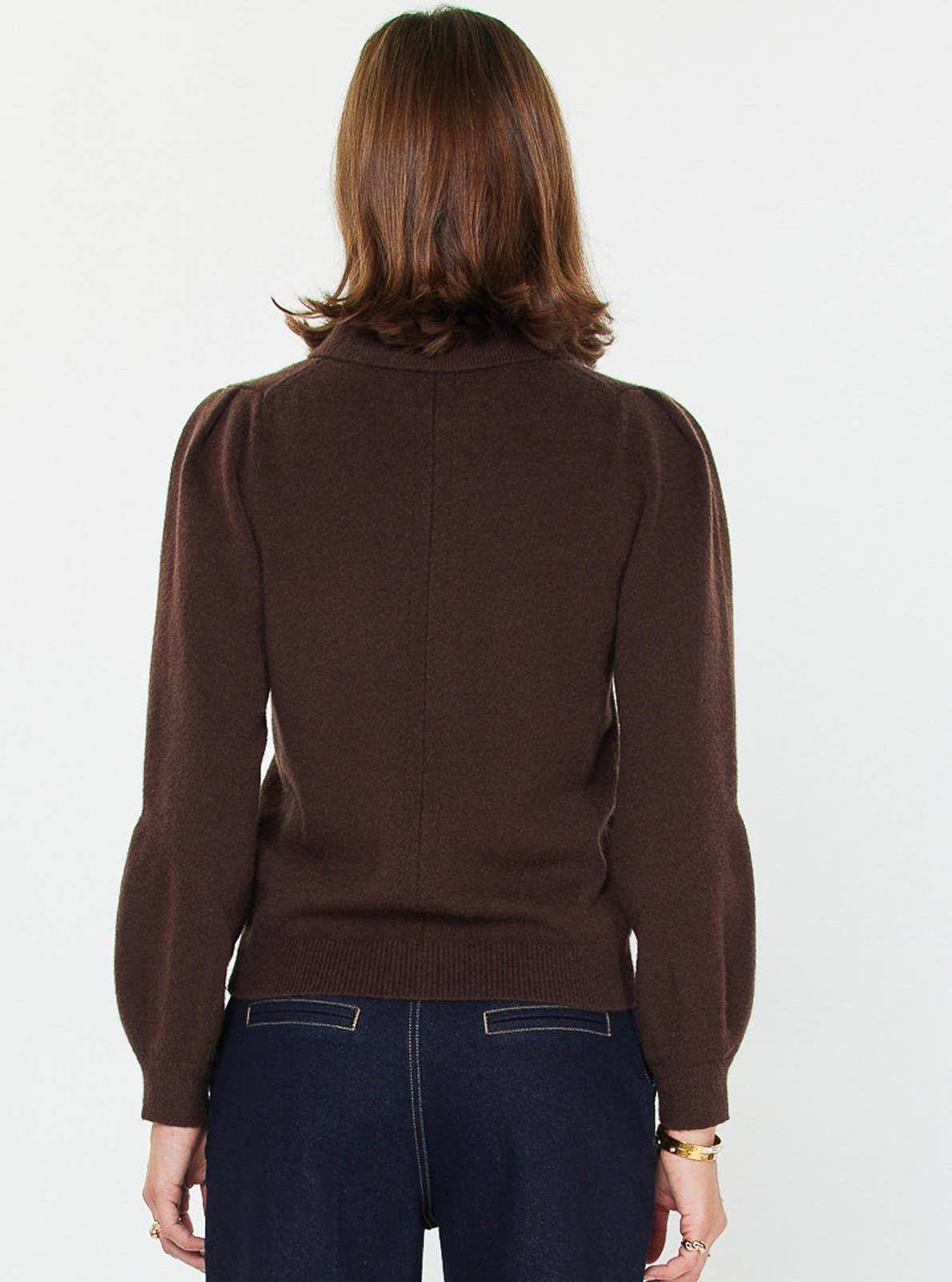 Polo Long Sleeve Sweater: Brown