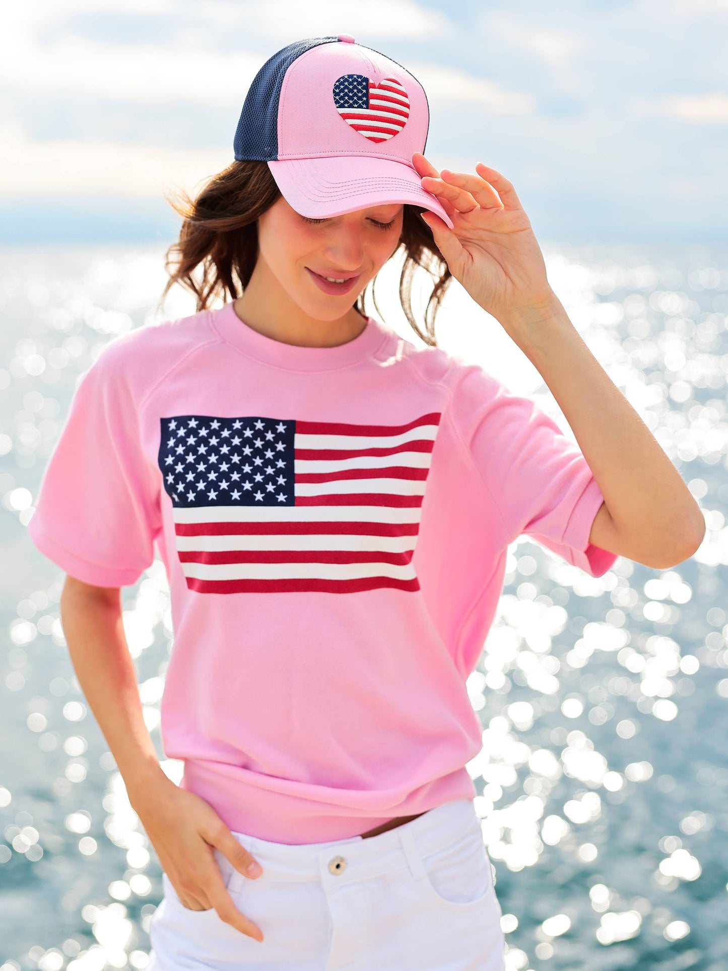 Short Sleeve Flag Sweatshirt