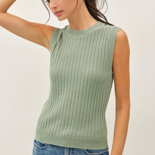 Texture Ribbed Classic Cut Sweater Tank