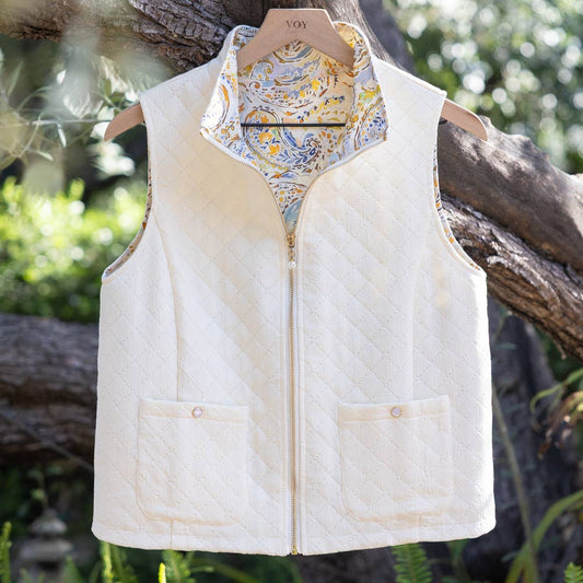 Reversible Zip Up Sleeveless Quilted Vest