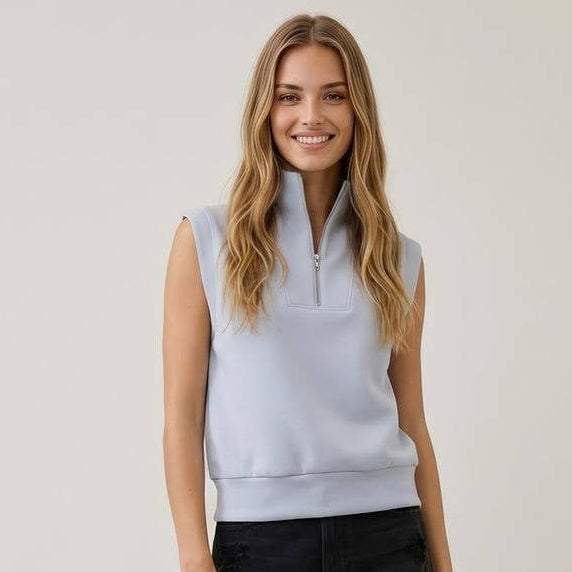 Buttery Soft Modal Half Zip Sleeveless Top