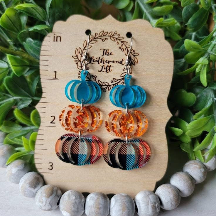 Acrylic Triple Pumpkin Earring
