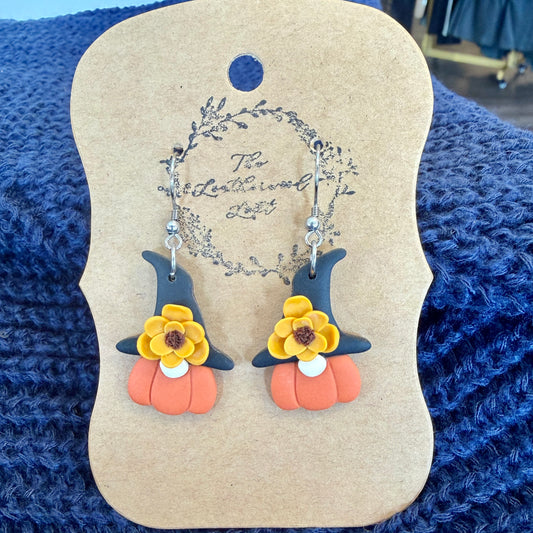 Clay Pumpkin Witch Earring