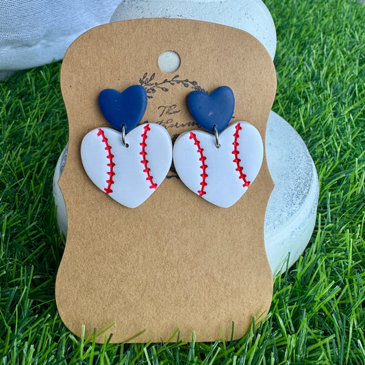 Heart Baseball Clay Earring