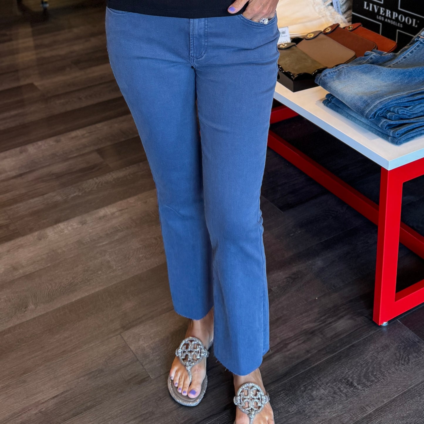 Jeanne Crop Flare--Antique Indigo