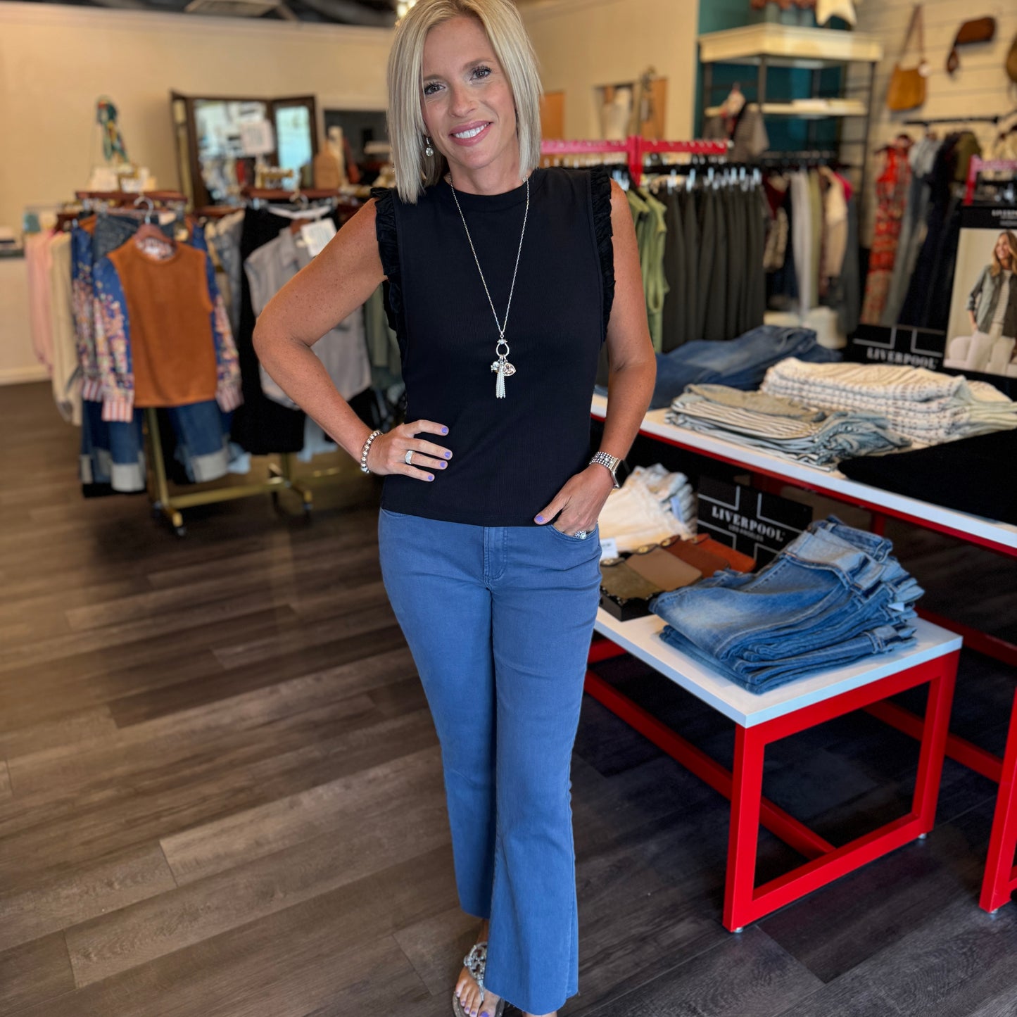 Jeanne Crop Flare--Antique Indigo