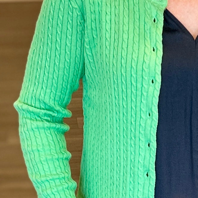 Green Cable Knit Cardi