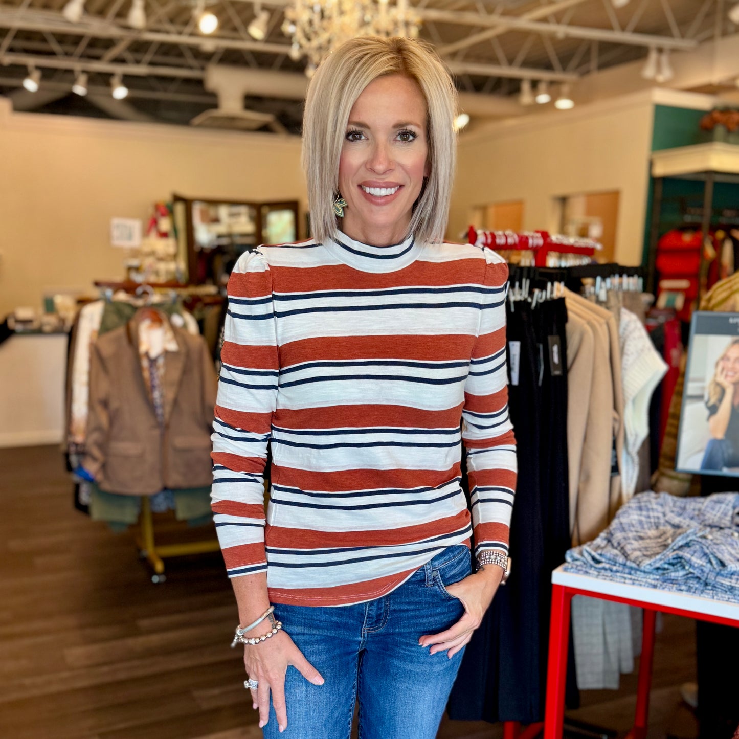 Preppy Stripe Mock Top