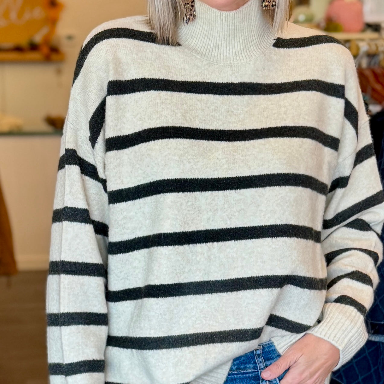 Stone Stripe Oversized Sweater