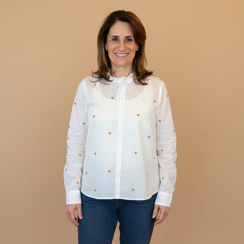 Dylan Heart Embroidered Blouse
