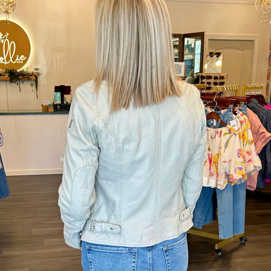 Cream Leather Jacket