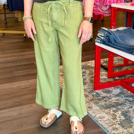 Kate High Rise Crop Wide Leg-Celery