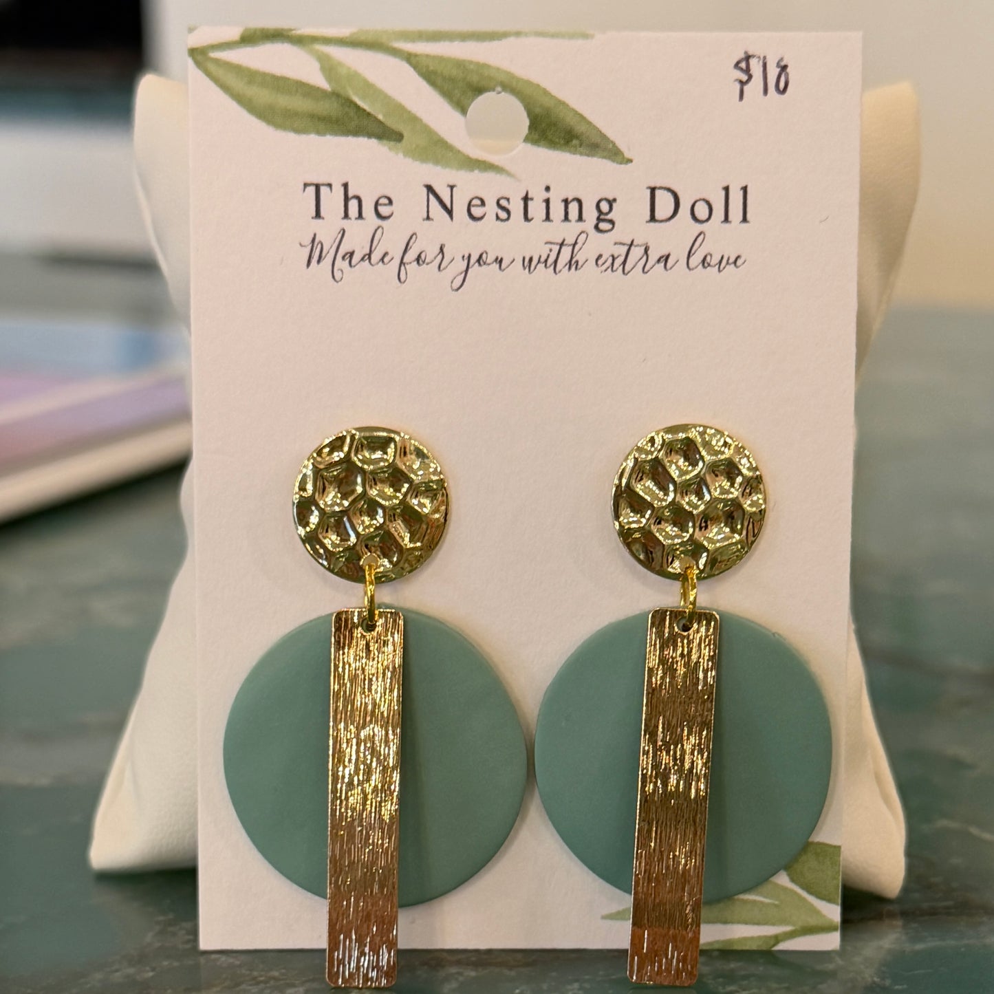 Geo Clay Circle Drop Earrings