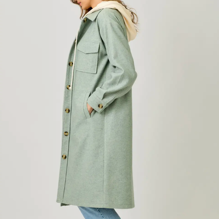 Faded Seafoam Twofer Hoodie Coat