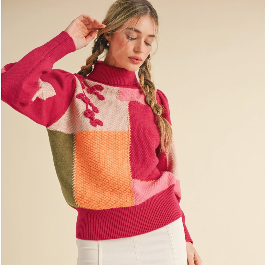 Wild Berry Colorblock Sweater