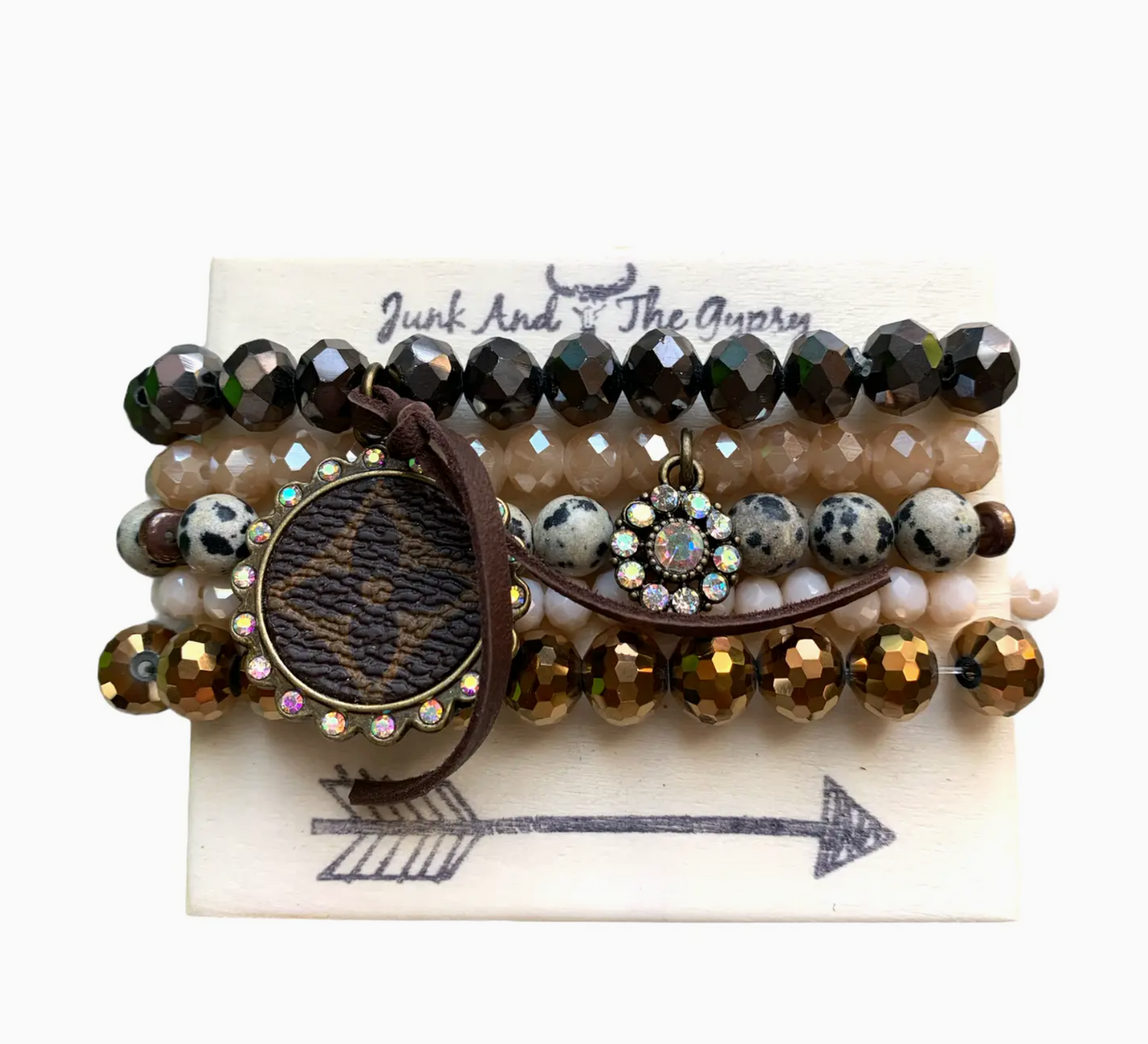 Bejeweled Brown Repurposed Bracelet Set