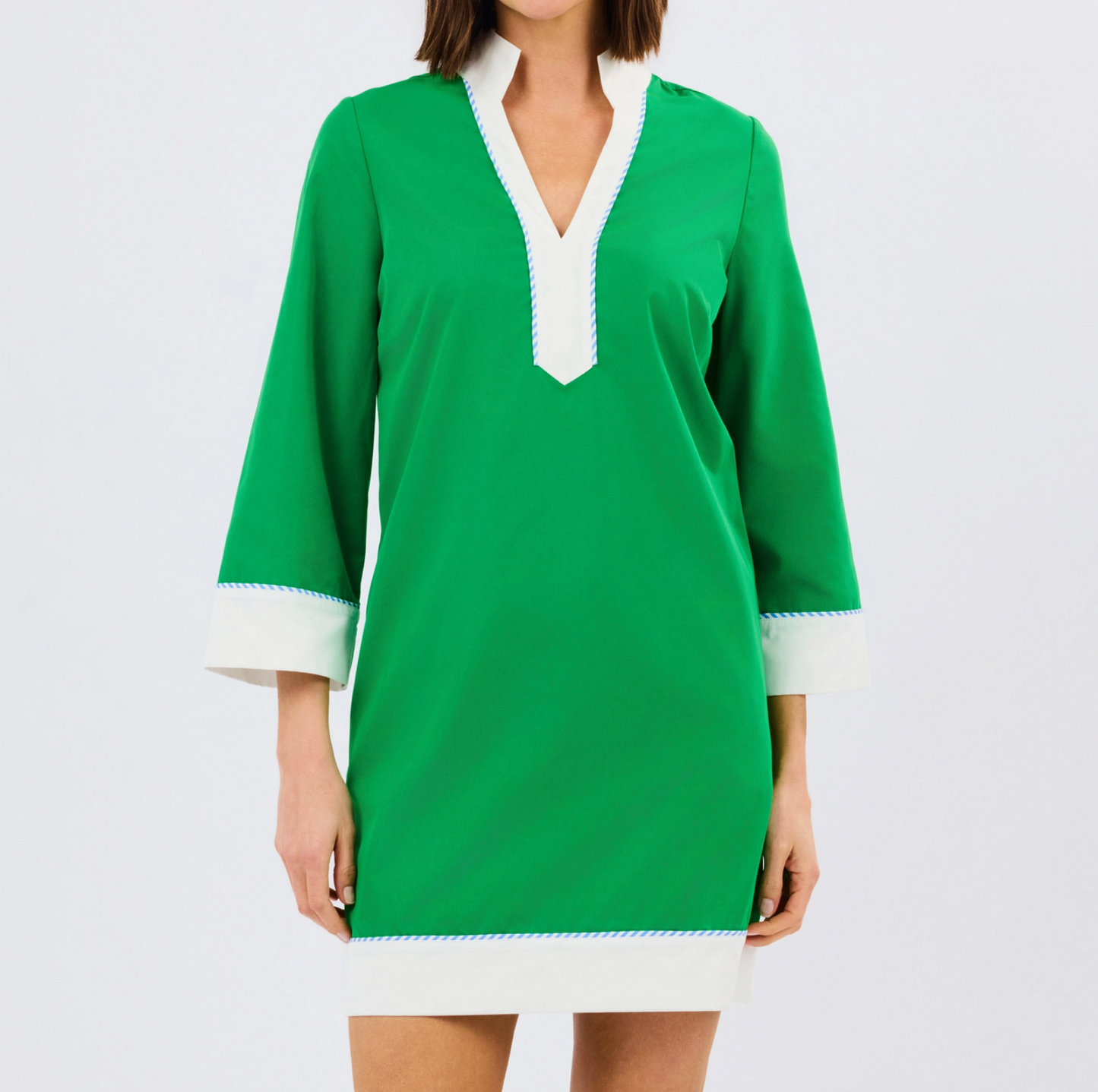 Brenda Green and White Shift Dress