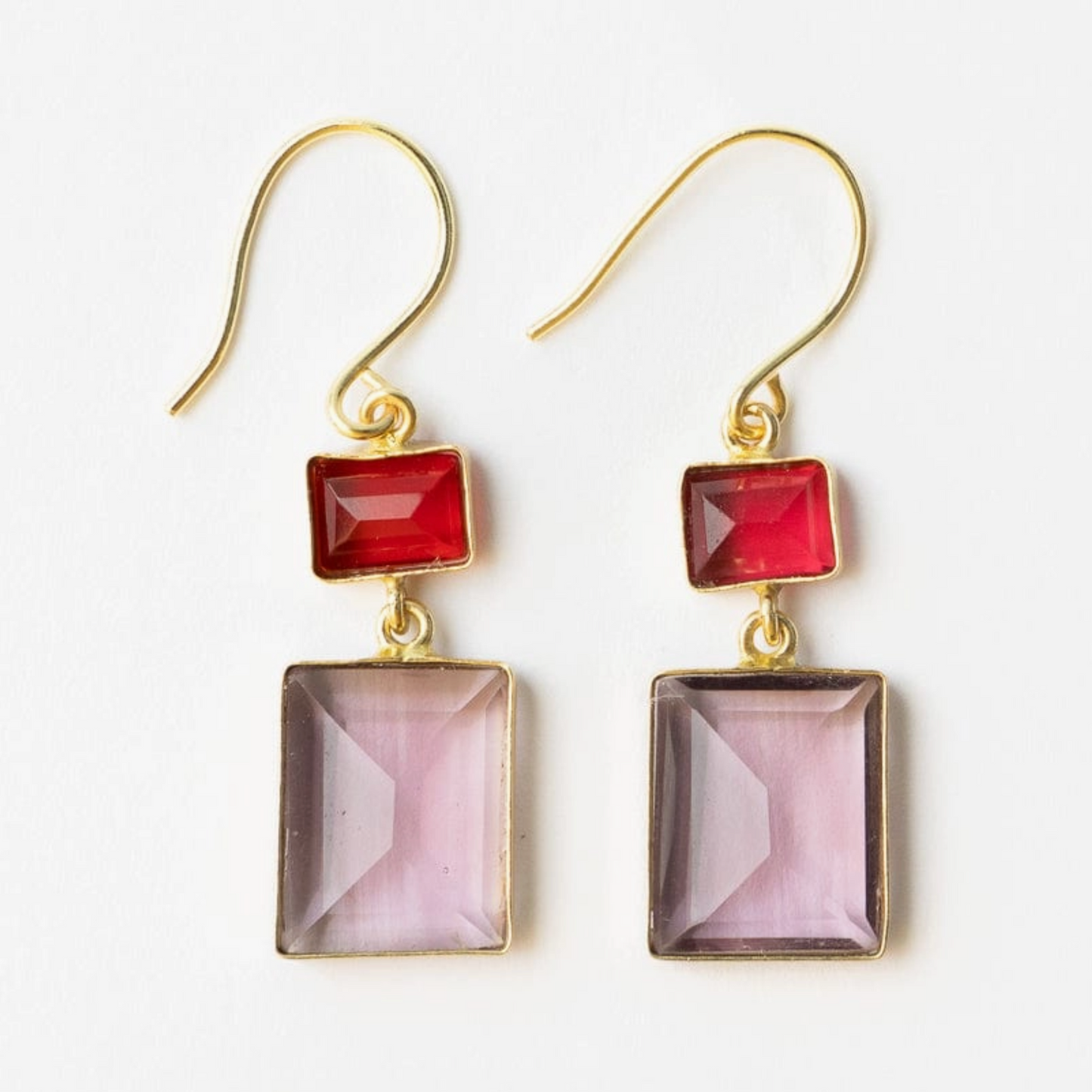 Veronica Red Two Tone Color Glass Earring