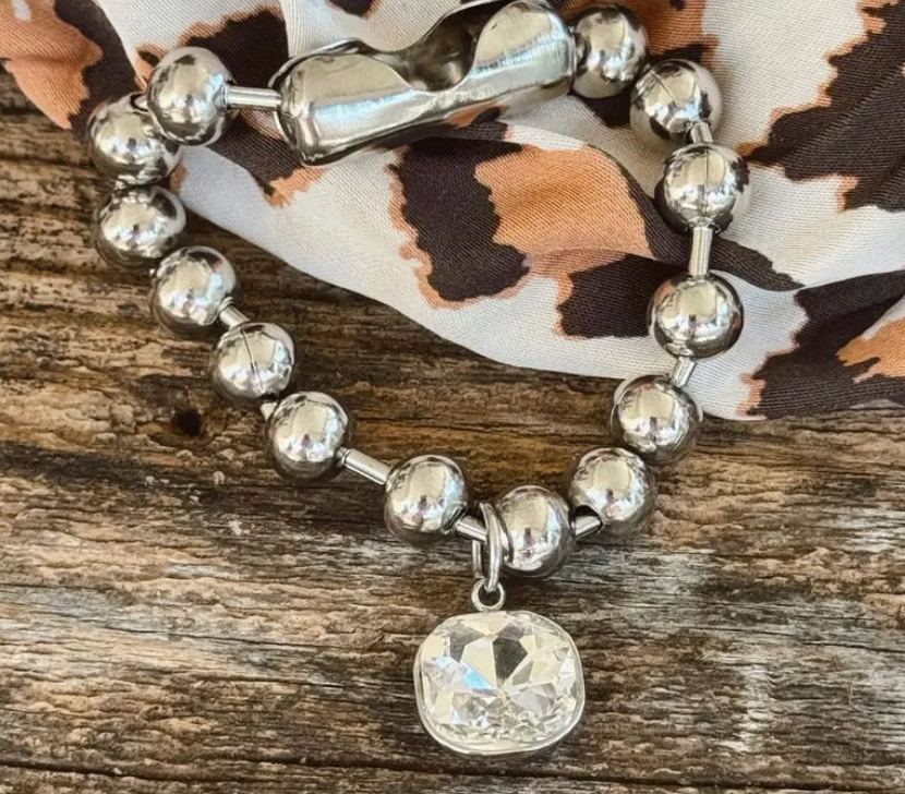 Bead bracelet - polished sparkle charm
