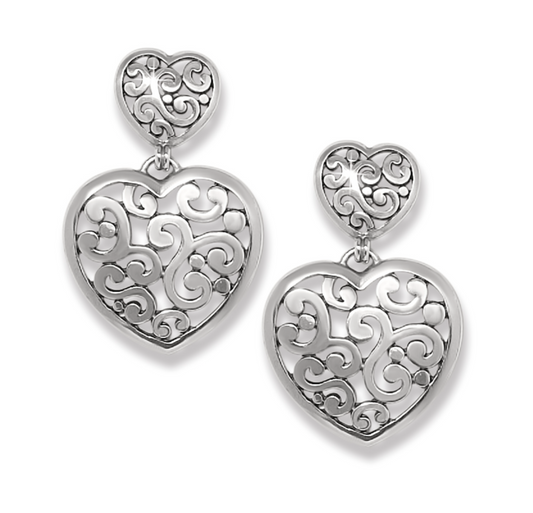 Contempo Heart Double Post Drop Earrings