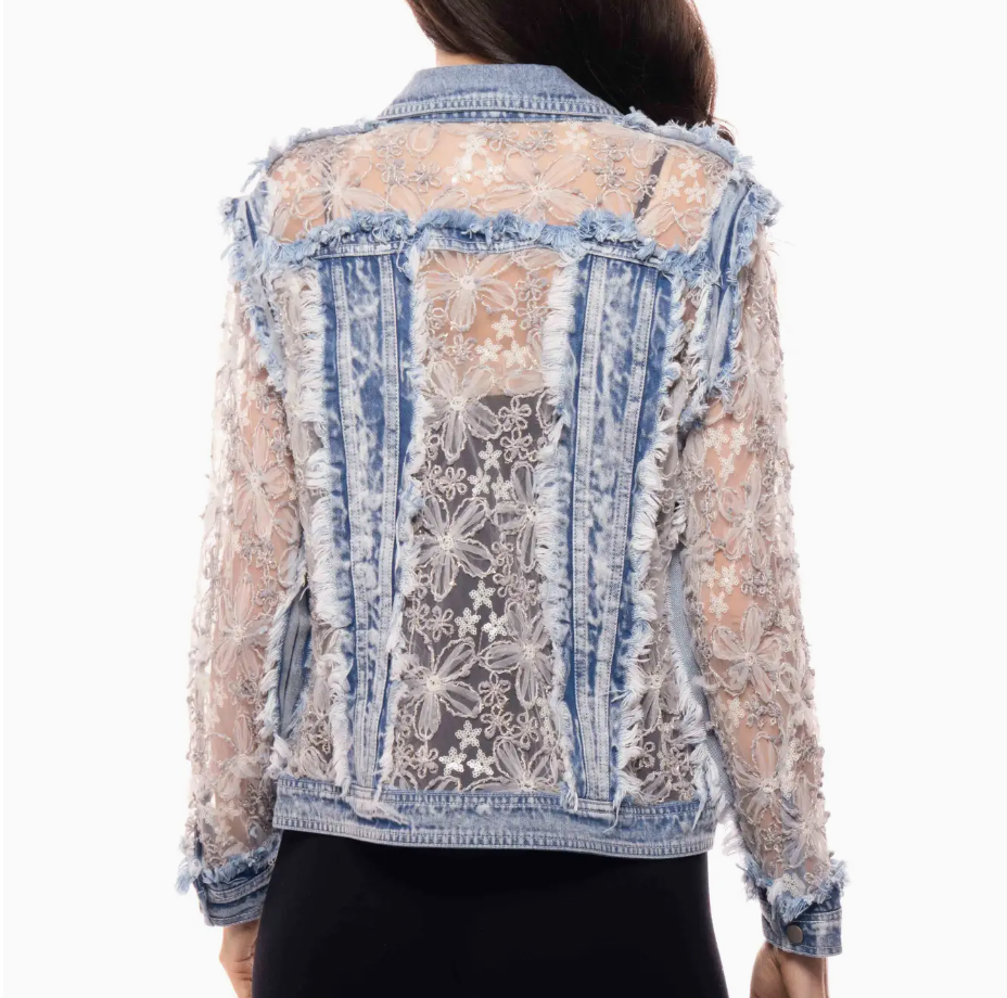 Short Lace Denim Jacket