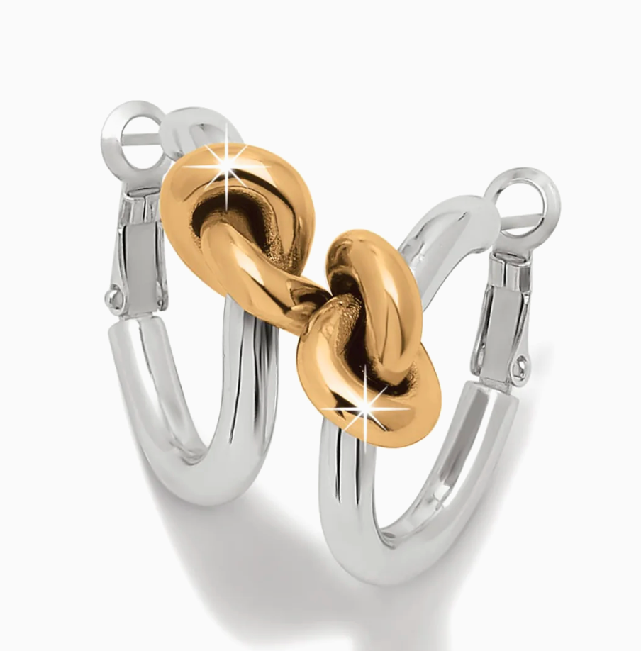 Interlok Single Knot Two Tone Hoop Earrings