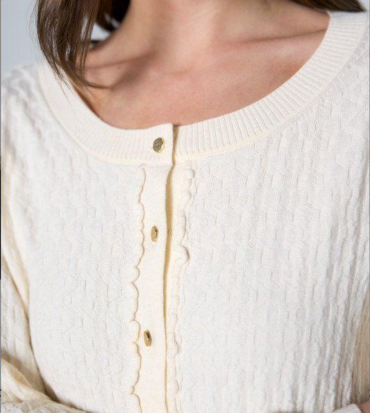 Ruffle Button Front Cardigan