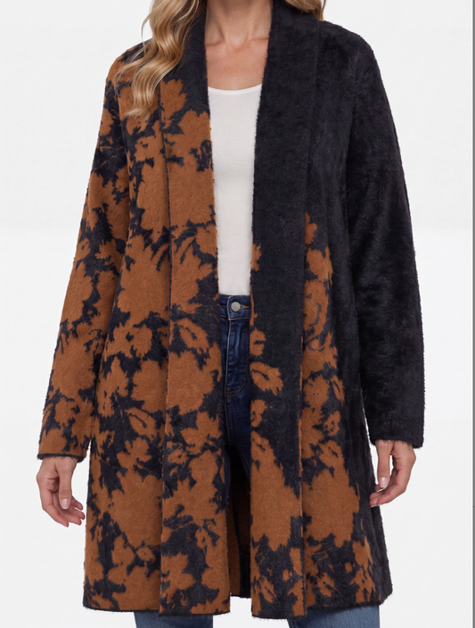 Long Slv Open Front Shawl Sweater Coat