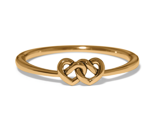 Interlok Linked Hearts Hinged Bangle-Gold