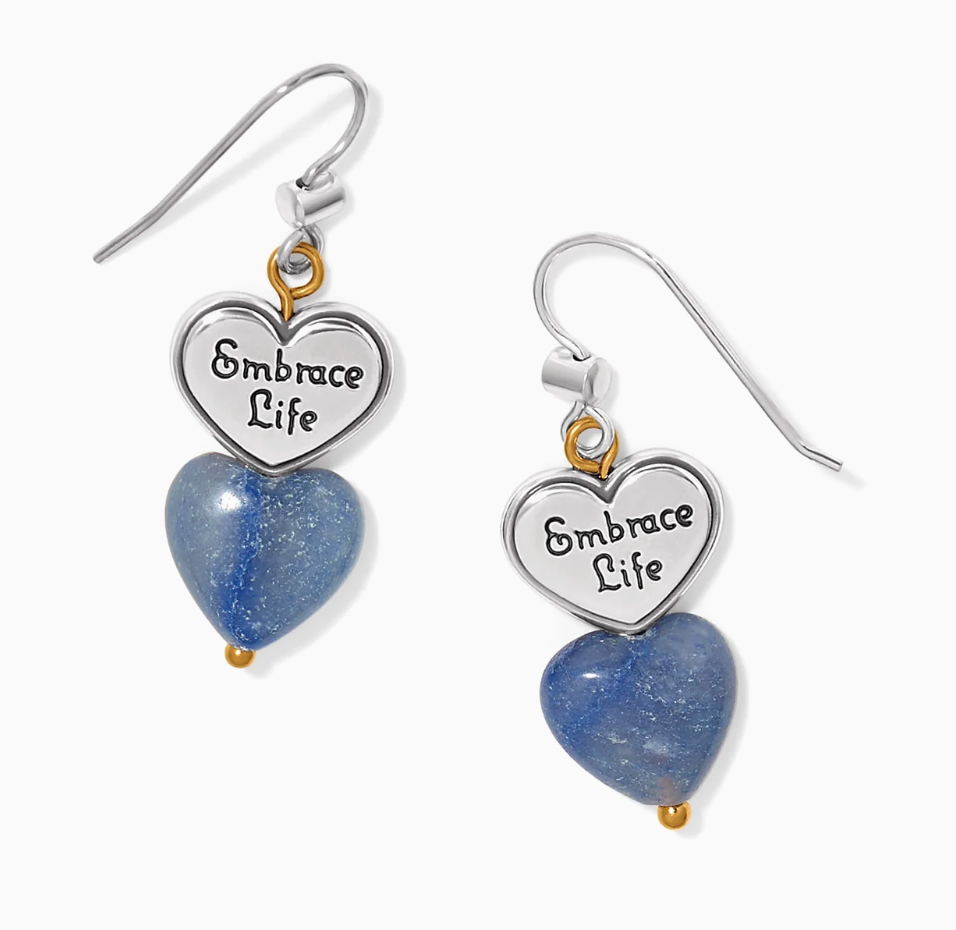 One Heart Duo Heart French Wire Earrings