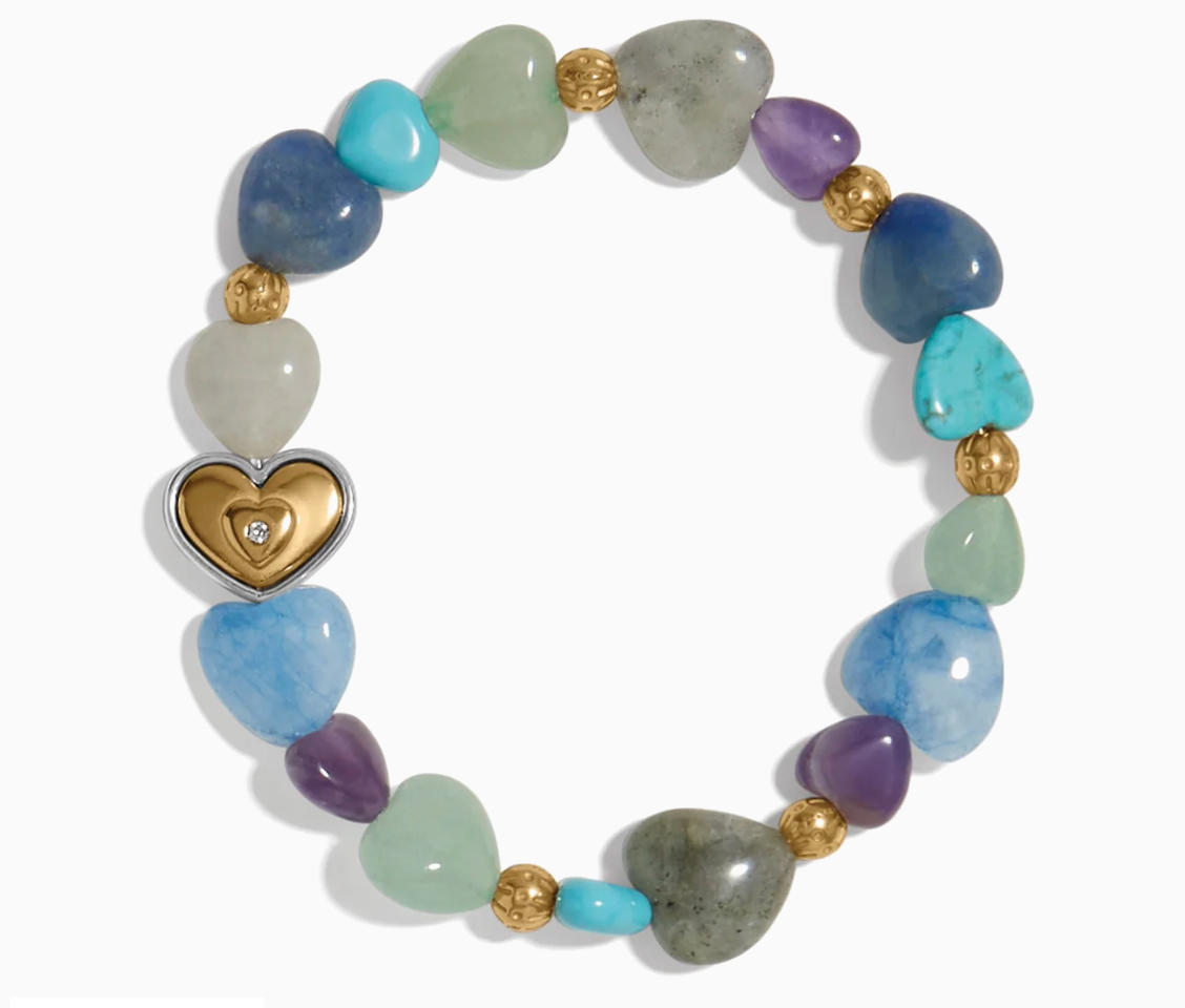 One Heart Multi Heart Bead Stretch Bracelet
