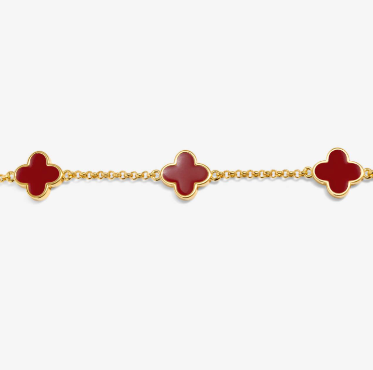 Signature Clover Collection Red Clover Bracelet In Gold-Tone Plating
