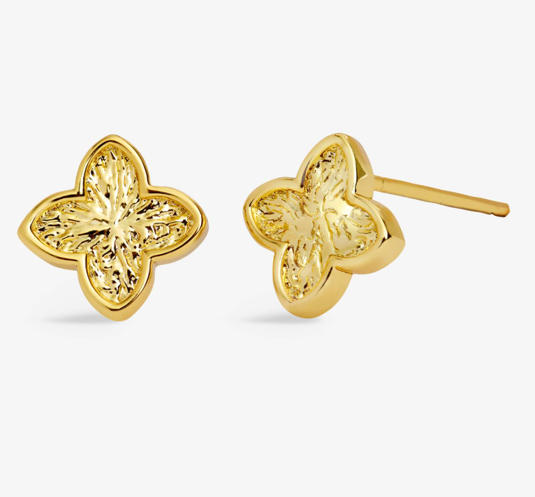 Signature Clover Collection Textured Clover Stud Earrings In Gold-Tone Plating