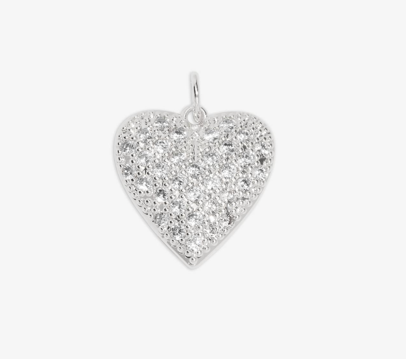 Love Charm - silver pave