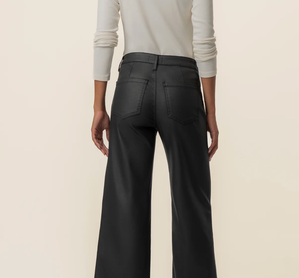 Meg Coated Zip Pocket Wide Leg