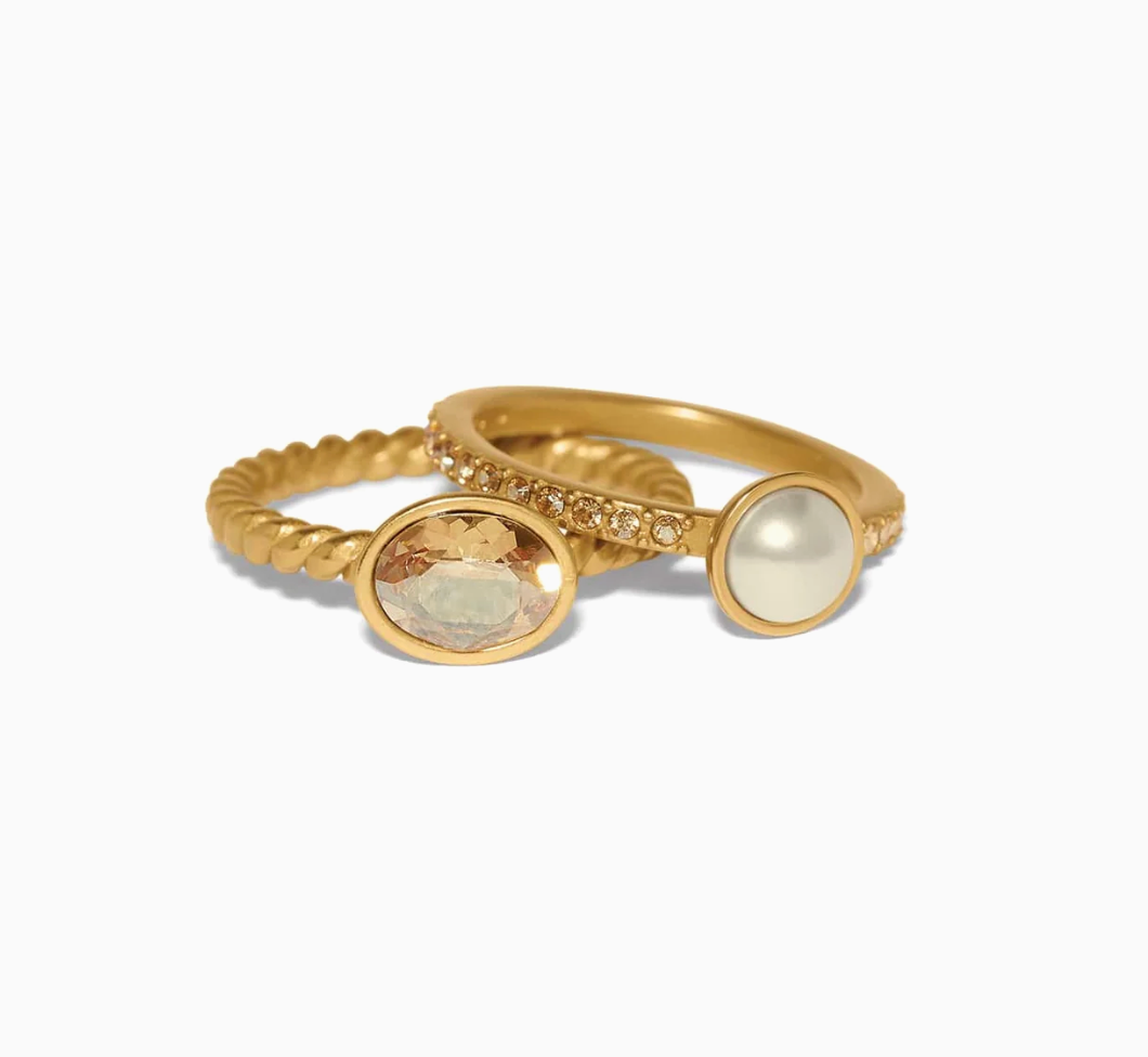 Trust Your Journey Double Pearl Rings
