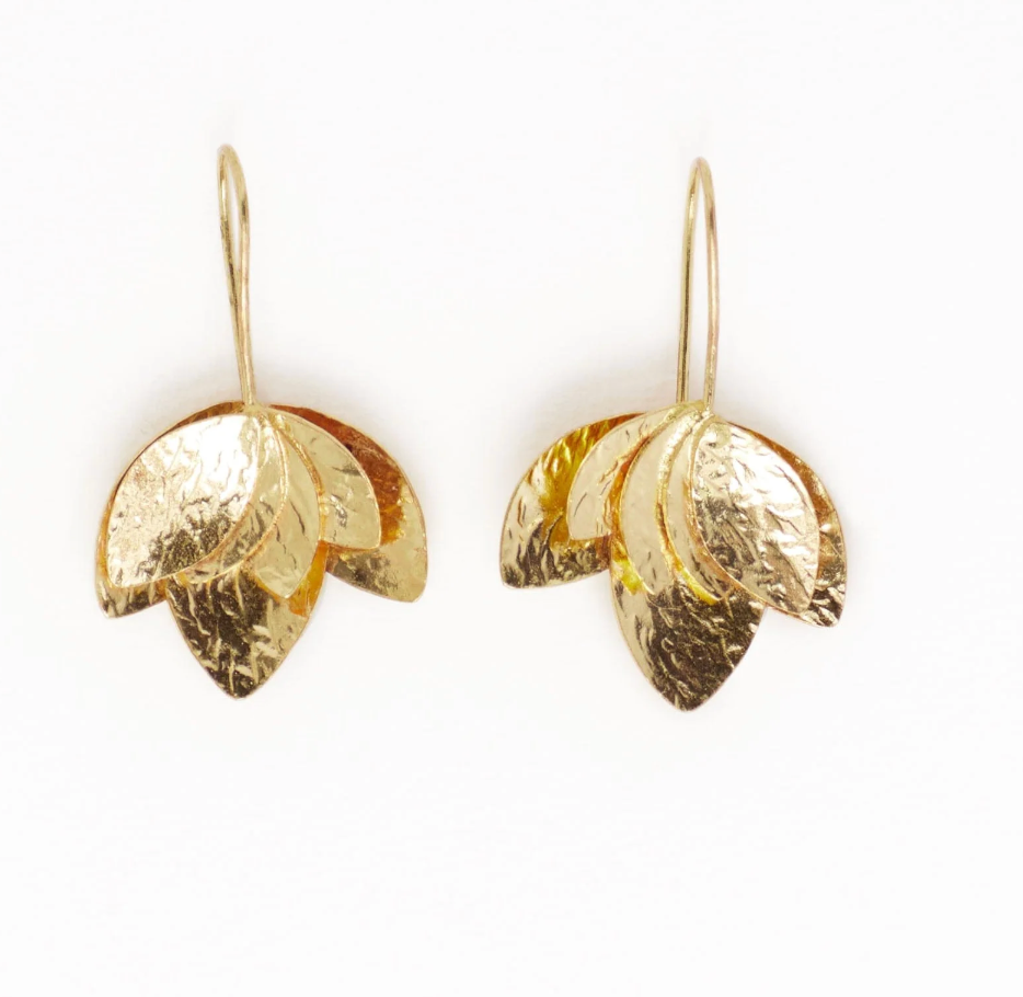 Brass Sasha Layered Flower Threader Earrings